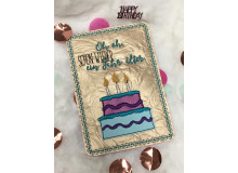 ADVENTSKALENDER 21. Dezember - Stickdatei ITH - Postkarte "Schon wieder ein Jahr älter"